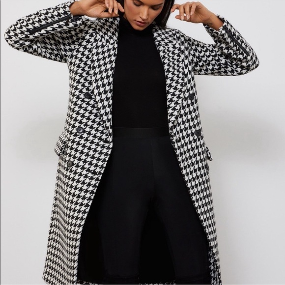 BCBGMaxazria HOUNDSTOOTH WOOL COAT - Size Small - NEW WITH TAGS - Picture 3 of 14